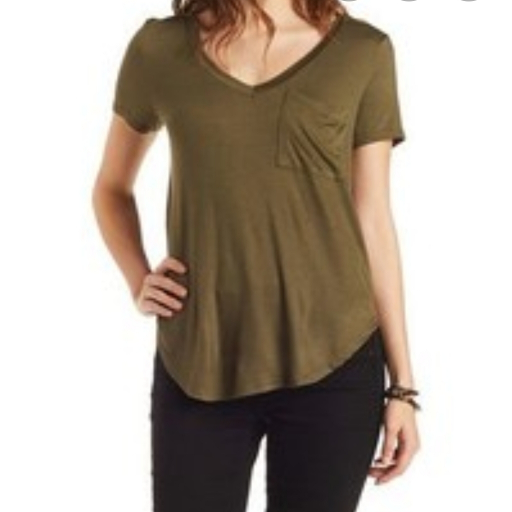 Green Basic Tee V Neck